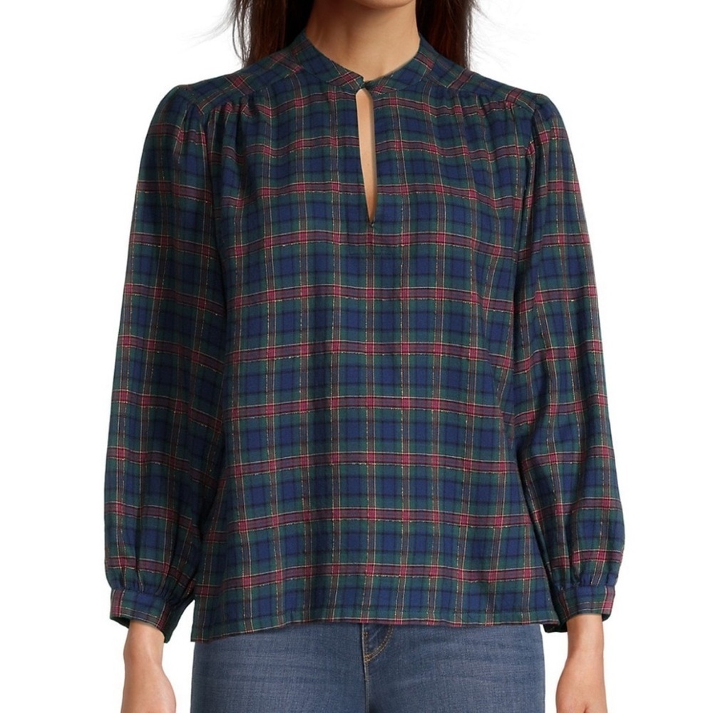 Birds of Paradis by Trovata Bailey Tinsel Plaid Blouse